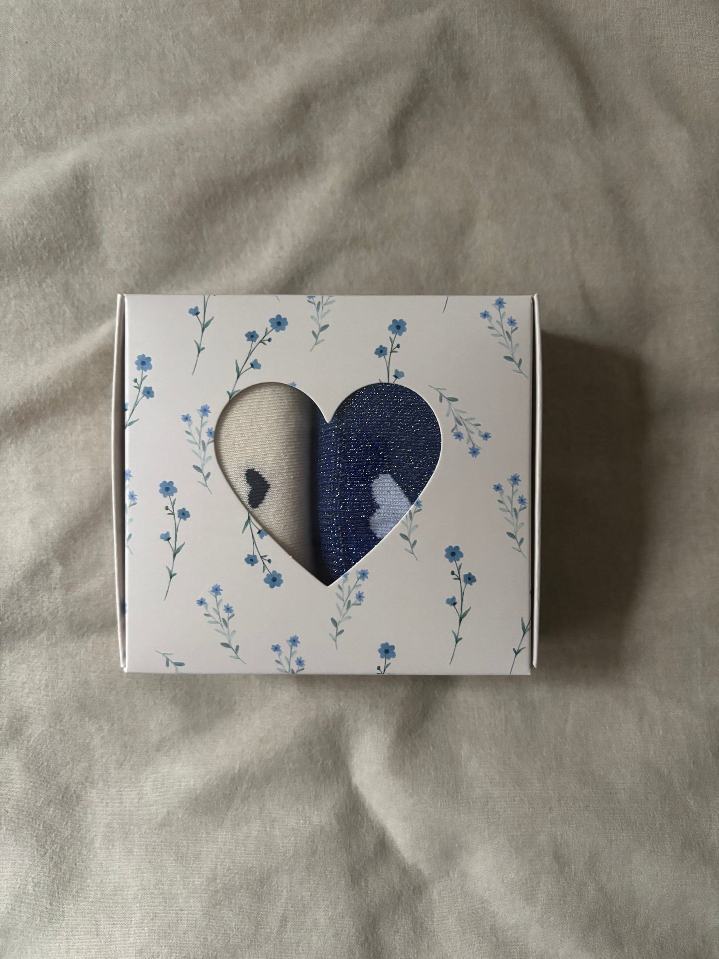 Blauwe sokkenset met hartjes