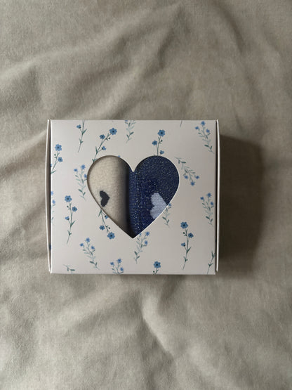 Blauwe sokkenset met hartjes