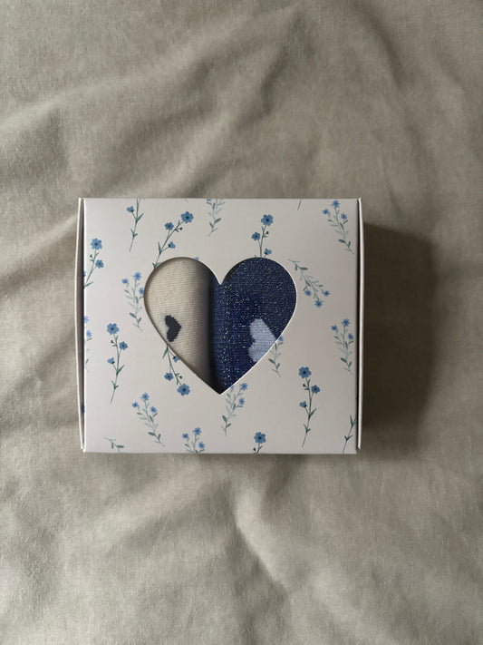 Coffret chaussettes coeur bleu