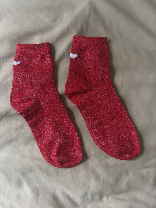 Chaussettes paillettes rouge