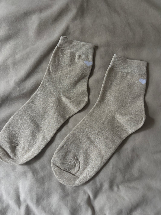 Chaussettes paillettes beige