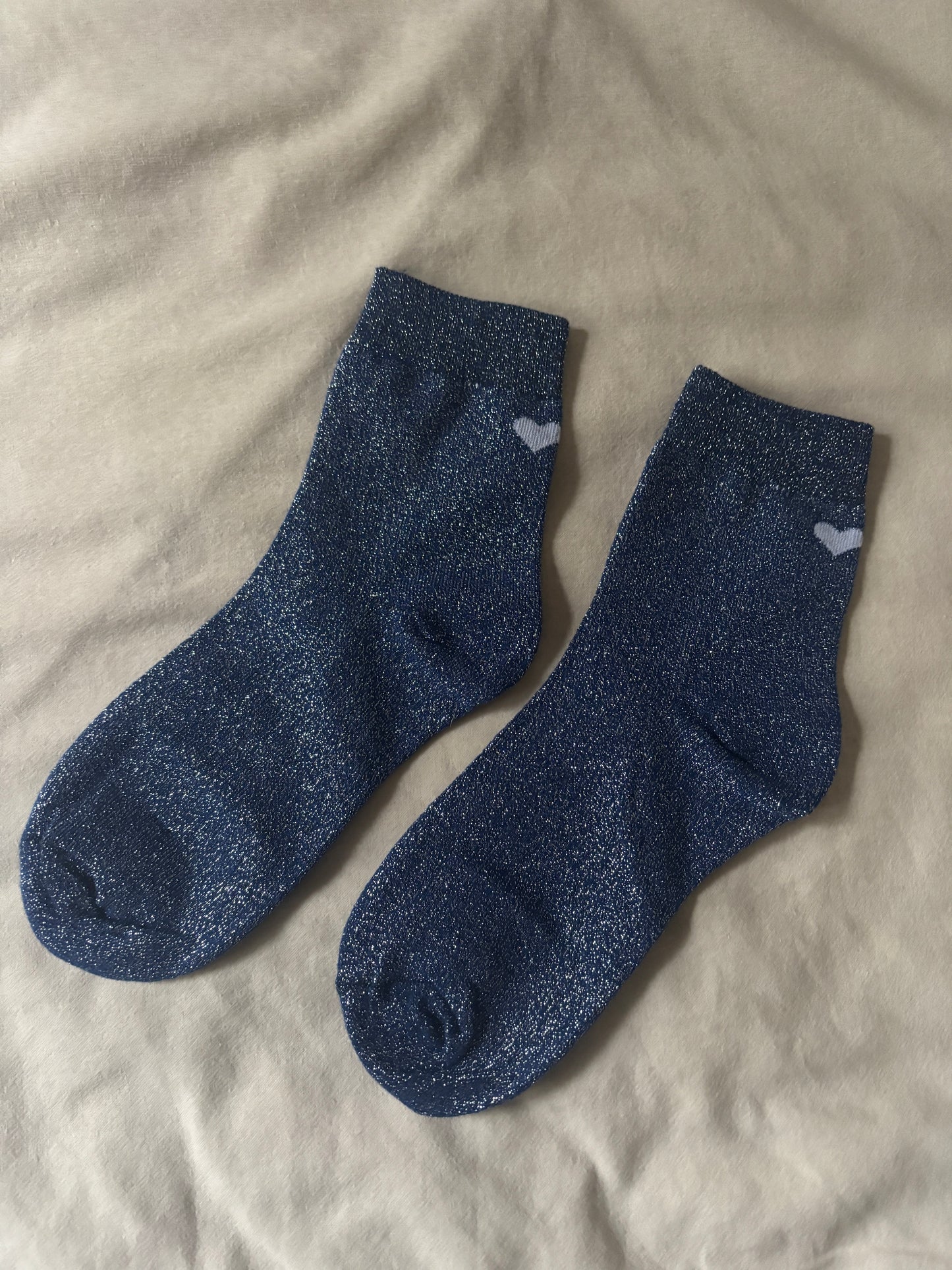 blauwe glitter sokken