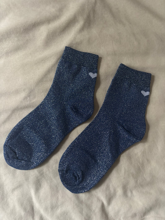 Chaussettes paillettes bleu