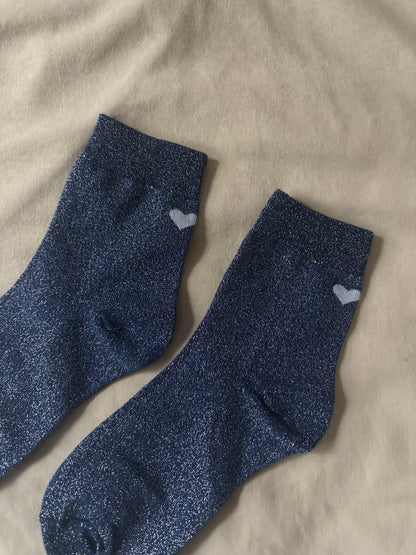blauwe glitter sokken
