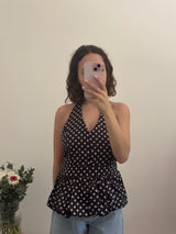 Brown polka dot top