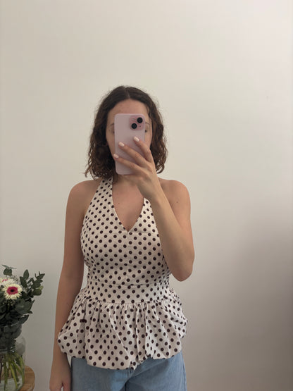 Beige top met stippen