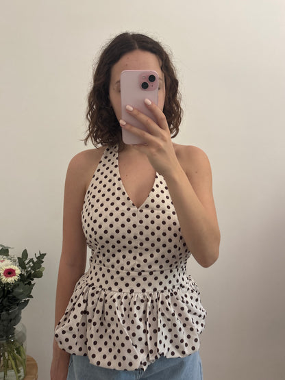 Beige top met stippen