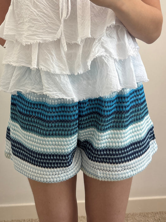 Blue crochet shorts
