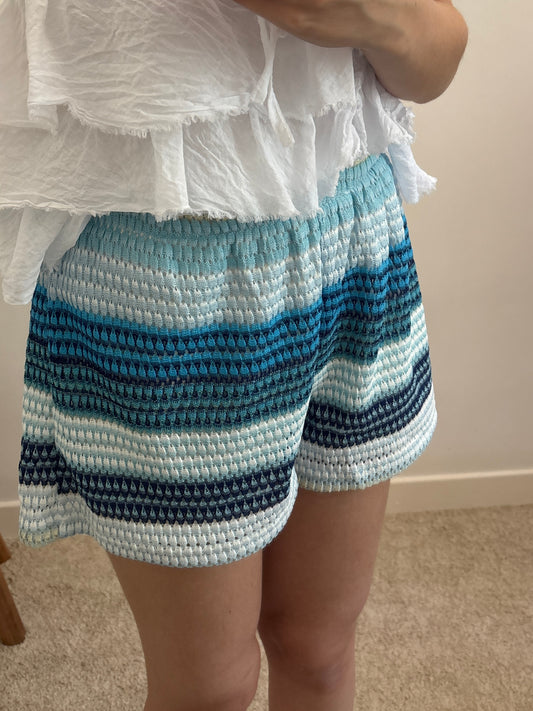 Blue crochet shorts