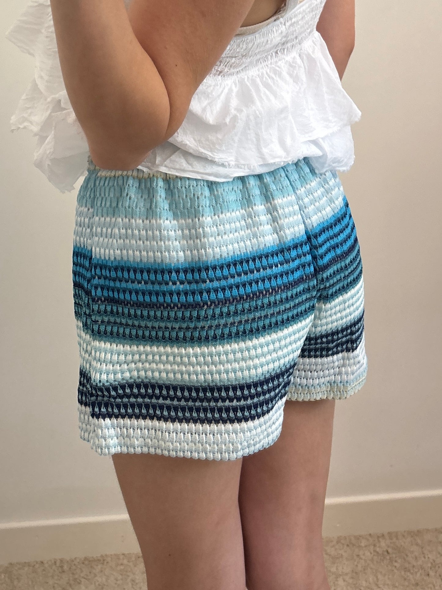 Blauwe gehaakte short