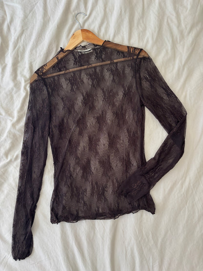 Brown Lorene lace top