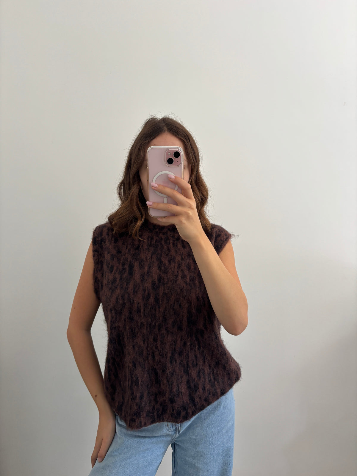 Leopard sleeveless jumper
