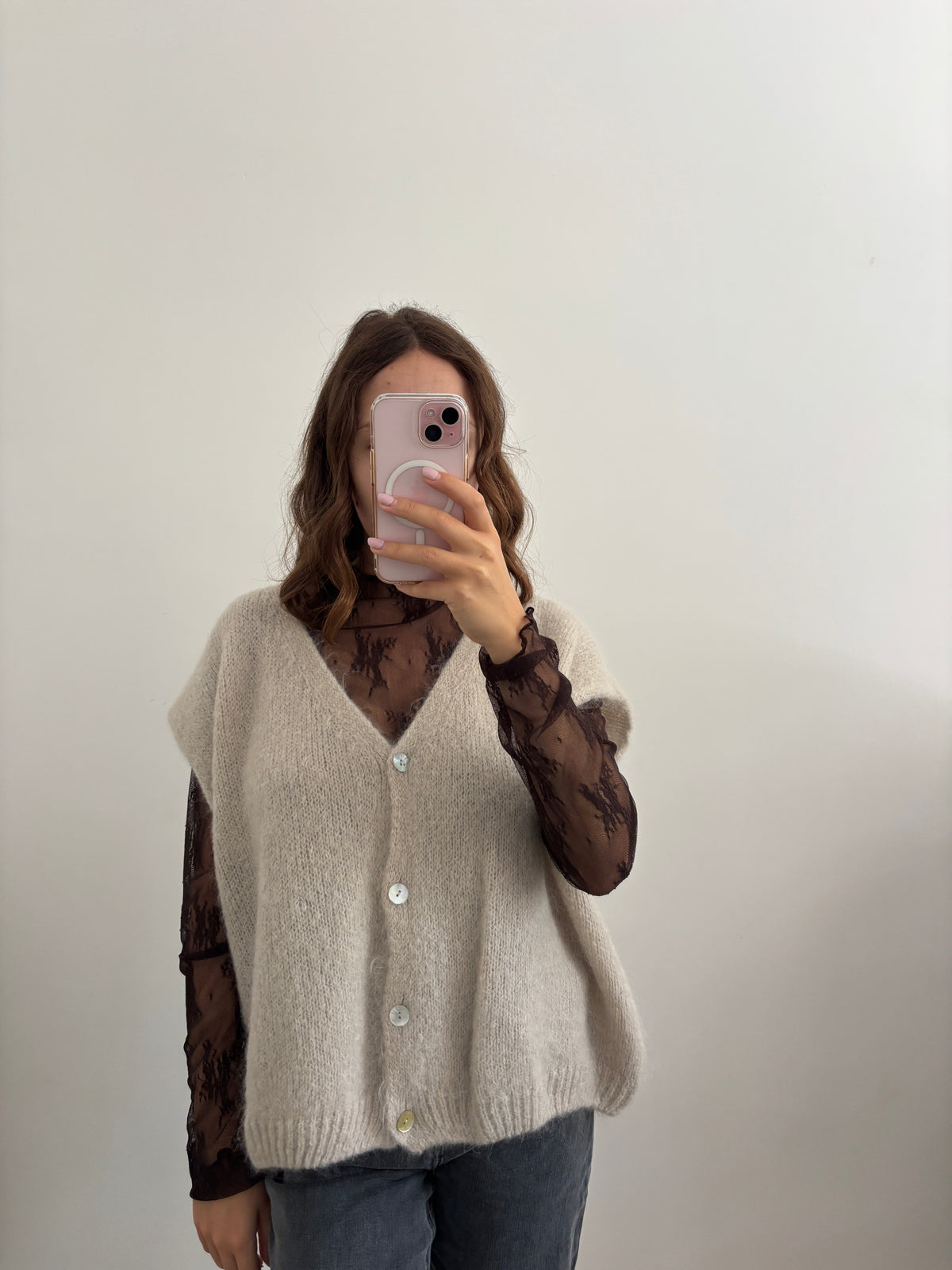 Brown Lorene lace top