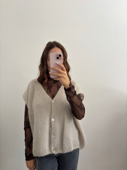 Brown Lorene lace top