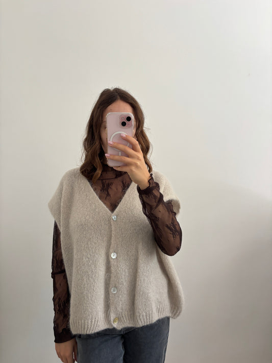 Brown Lorene lace top