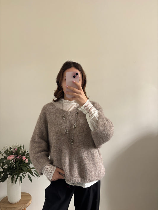 Pull Émeline taupe