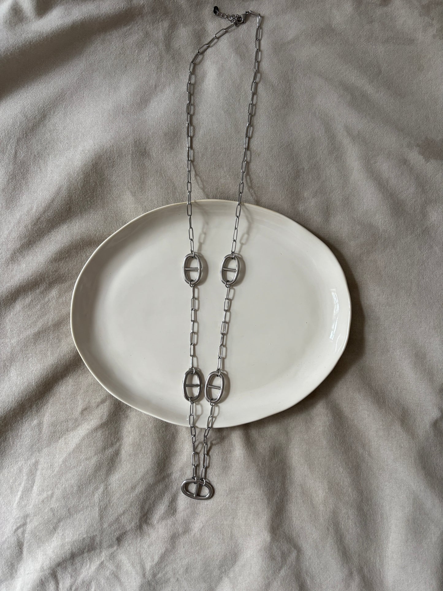 Sautoir maille marine argenté