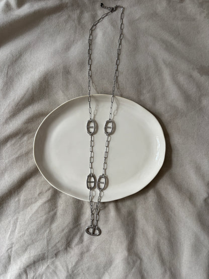 Sautoir maille marine argenté