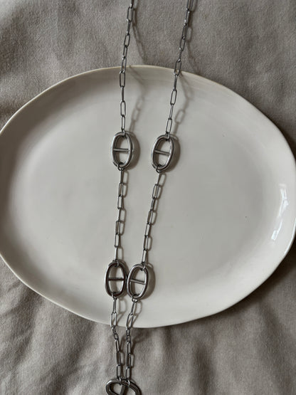 Sautoir maille marine argenté