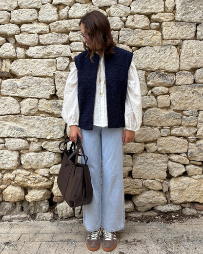 Marineblauwe mouwloze vest