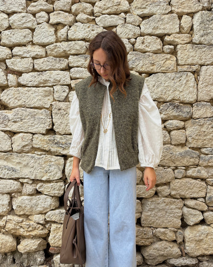 Khaki mouwloos vest