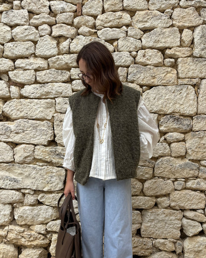 Khaki mouwloos vest