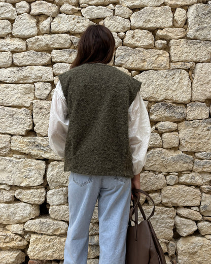 Khaki mouwloos vest