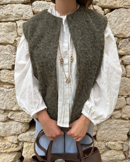 Khaki mouwloos vest