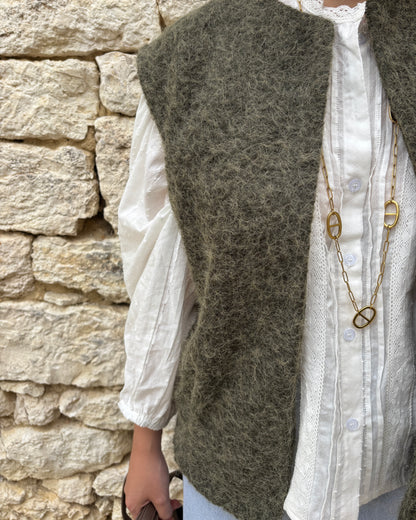 Khaki mouwloos vest