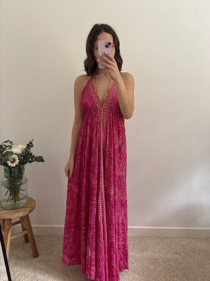 Robe bohème dos nu rose/violet