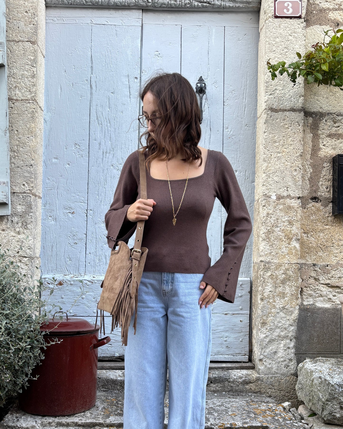 Top Andréa marron