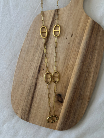 Sautoir maille marine doré