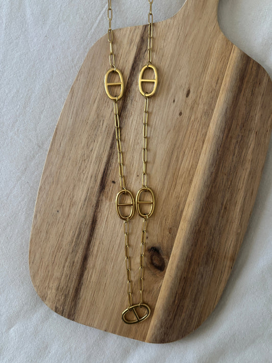 Sautoir maille marine doré