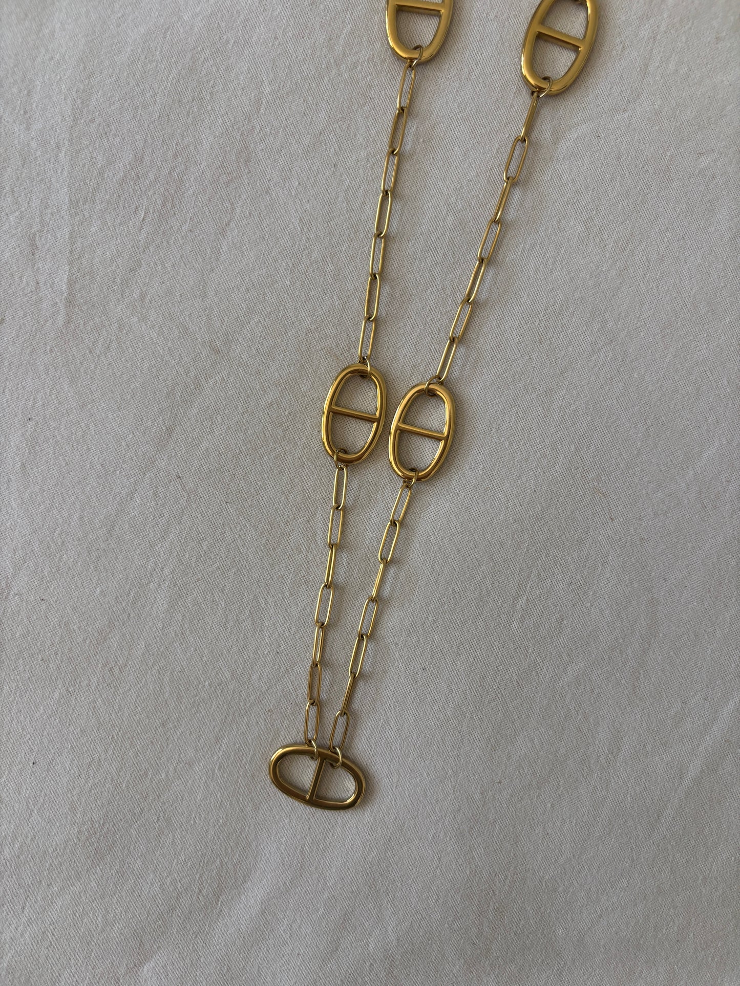 Sautoir maille marine doré