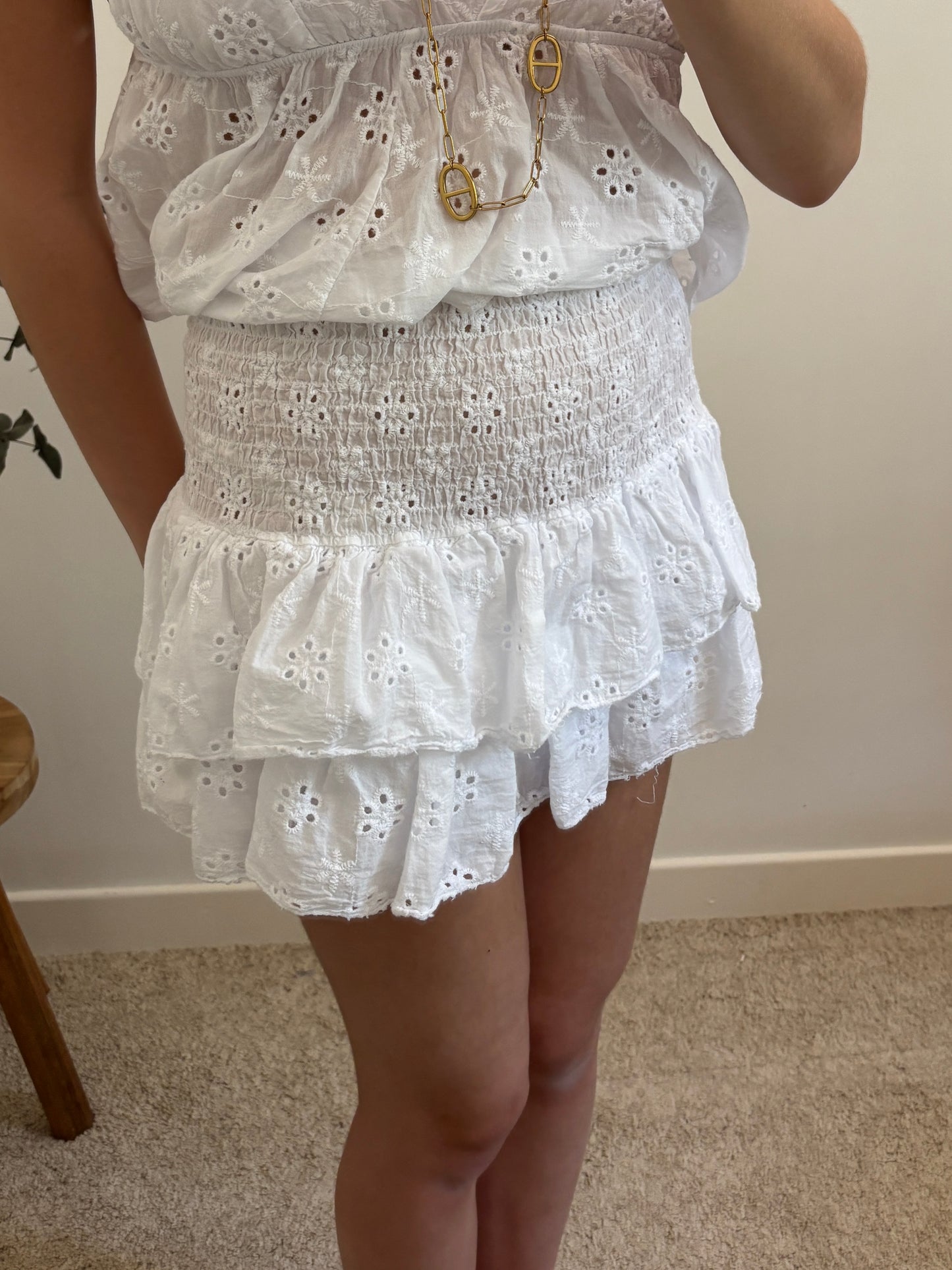 Jupe short broderie