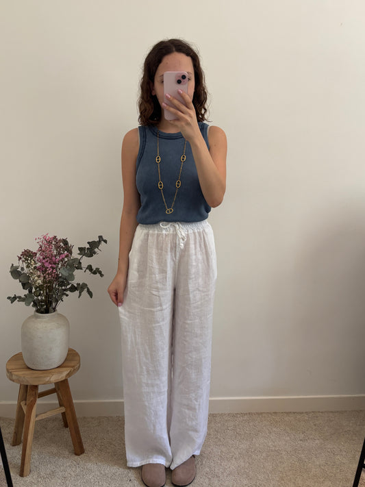 Pantalon en lin blanc