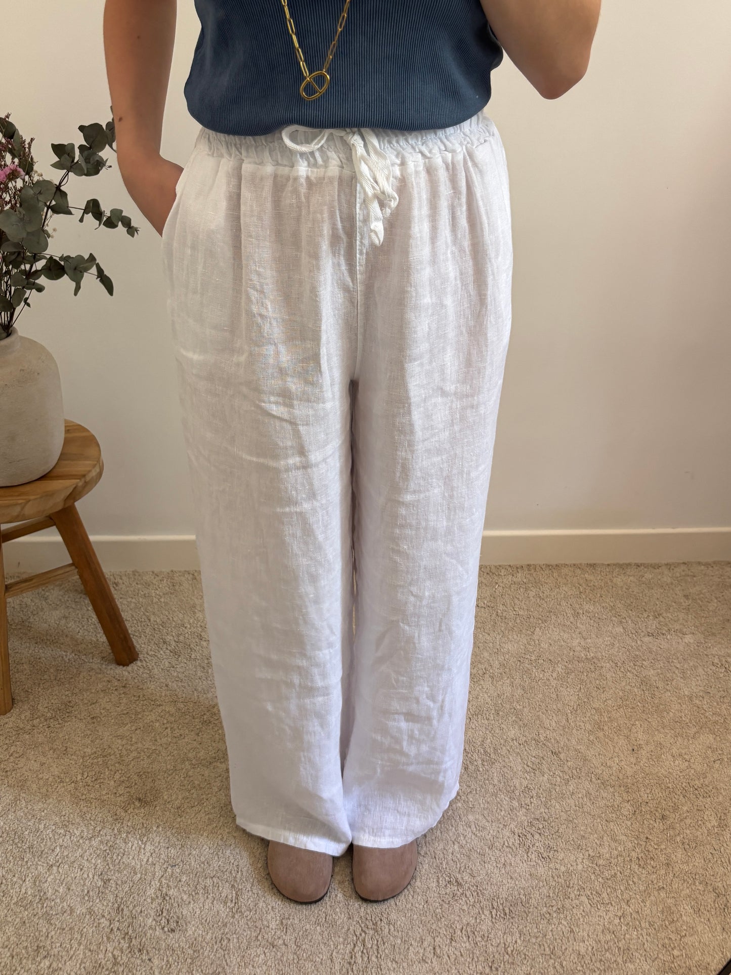 Pantalon en lin blanc