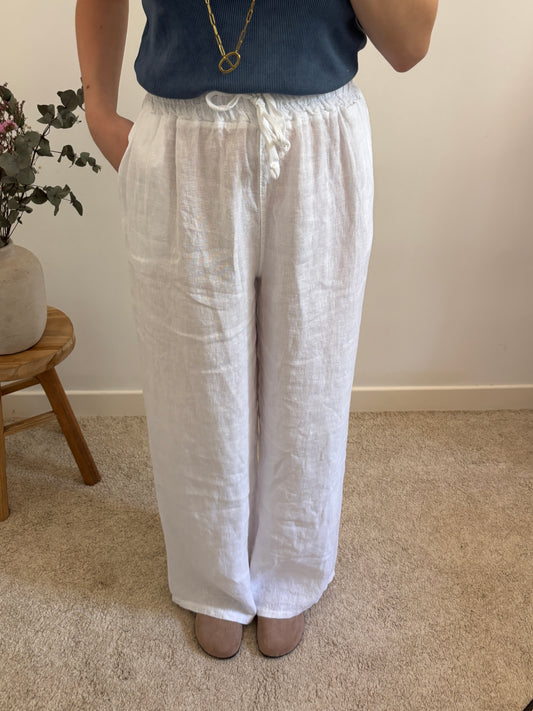 Pantalon en lin blanc