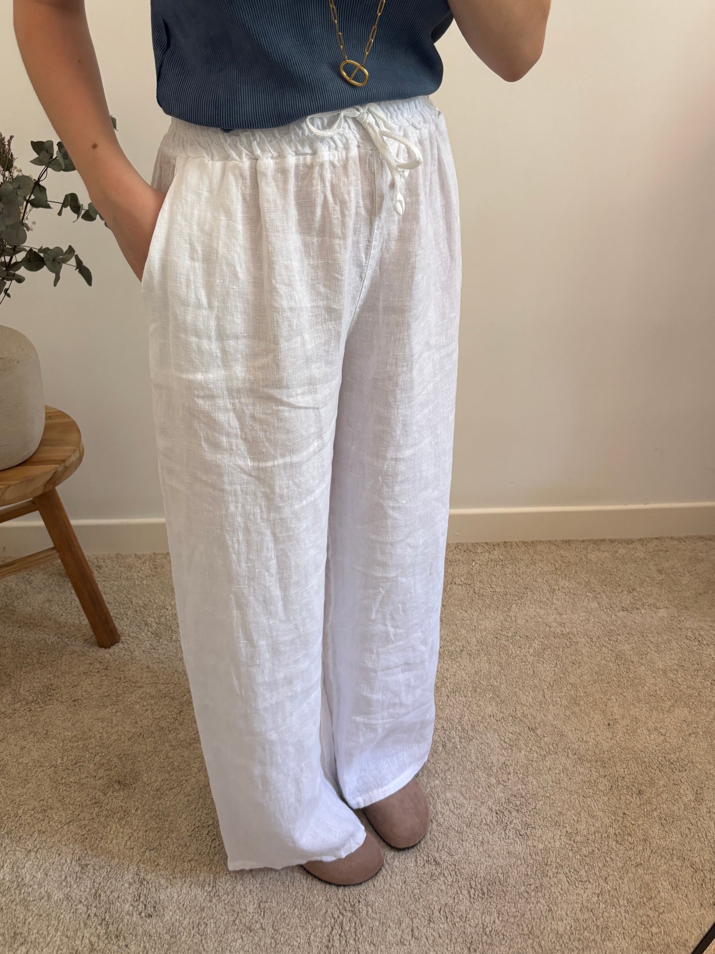 Pantalon en lin blanc