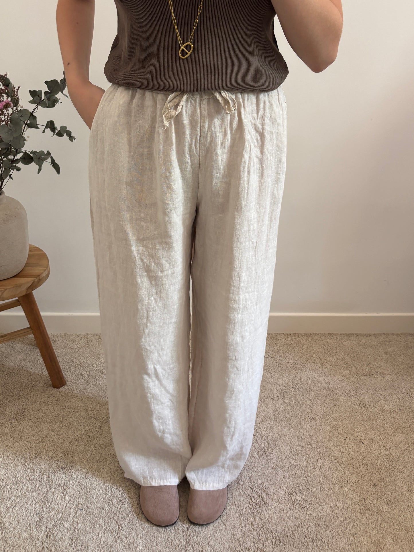 Pantalon en lin beige