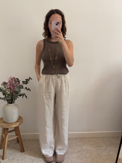 Pantalon en lin beige
