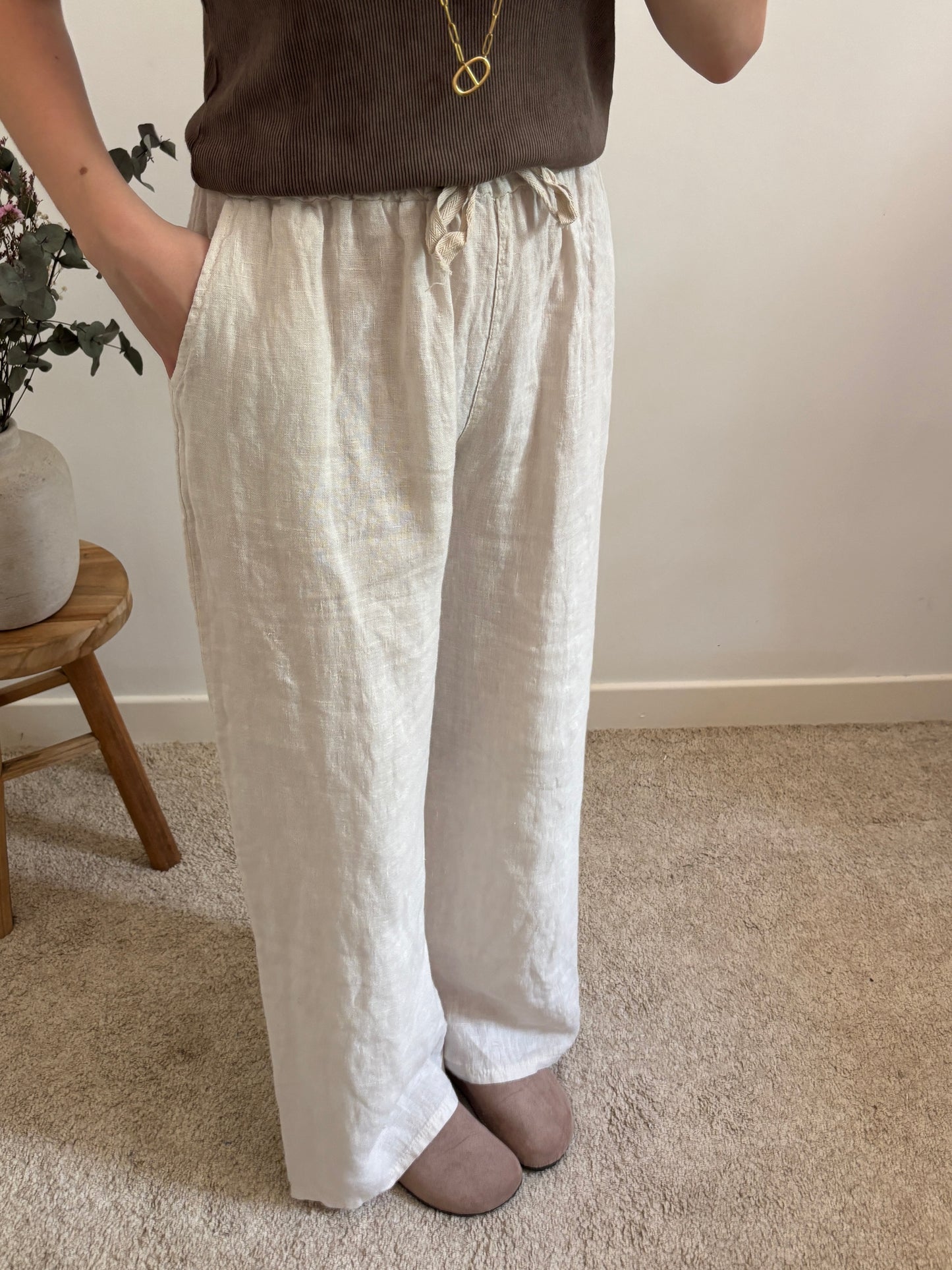 Pantalon en lin beige