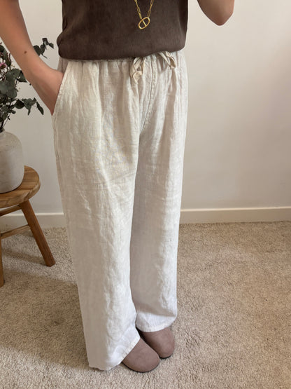 Pantalon en lin beige