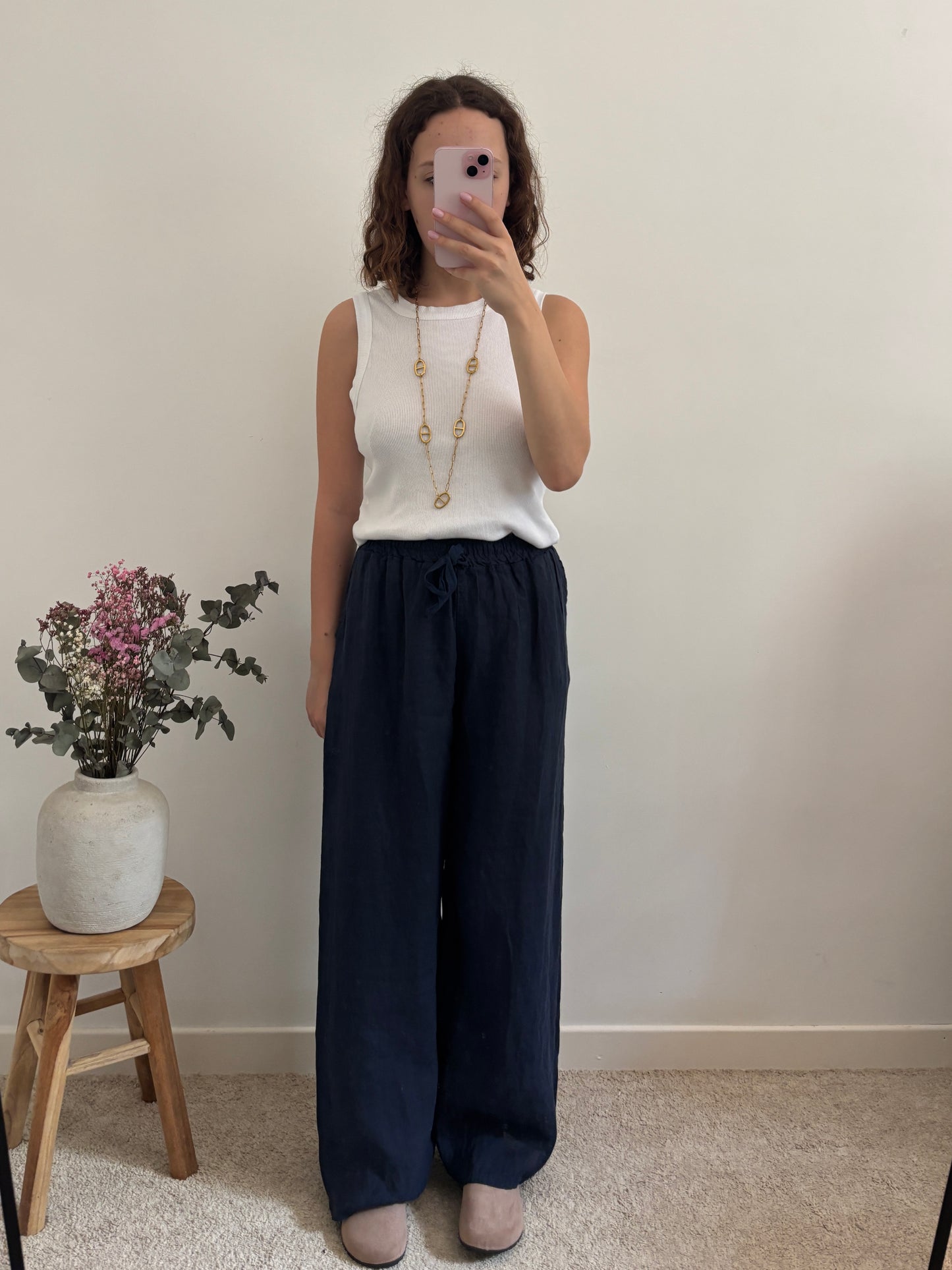 Pantalon en lin marine
