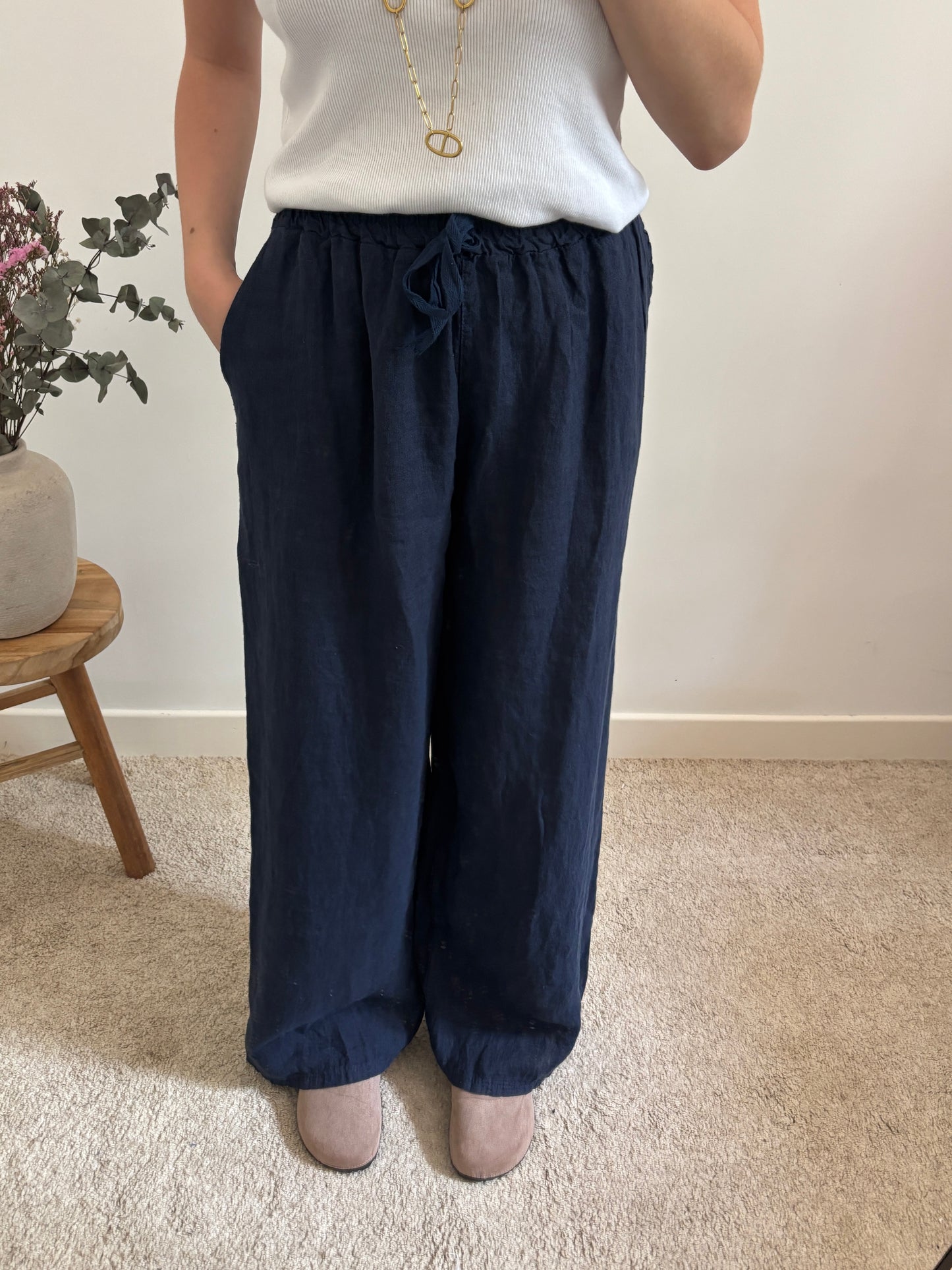 Pantalon en lin marine
