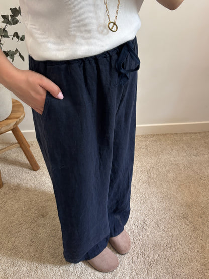 Pantalon en lin marine