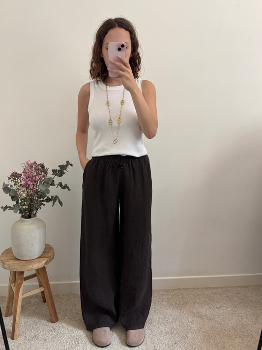 Pantalon en lin marron