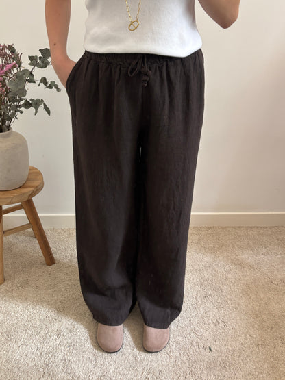 Pantalon en lin marron
