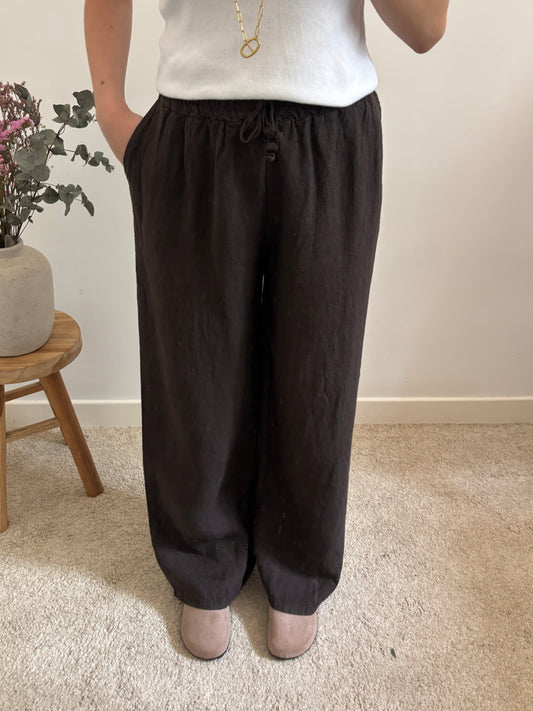 Pantalon en lin marron