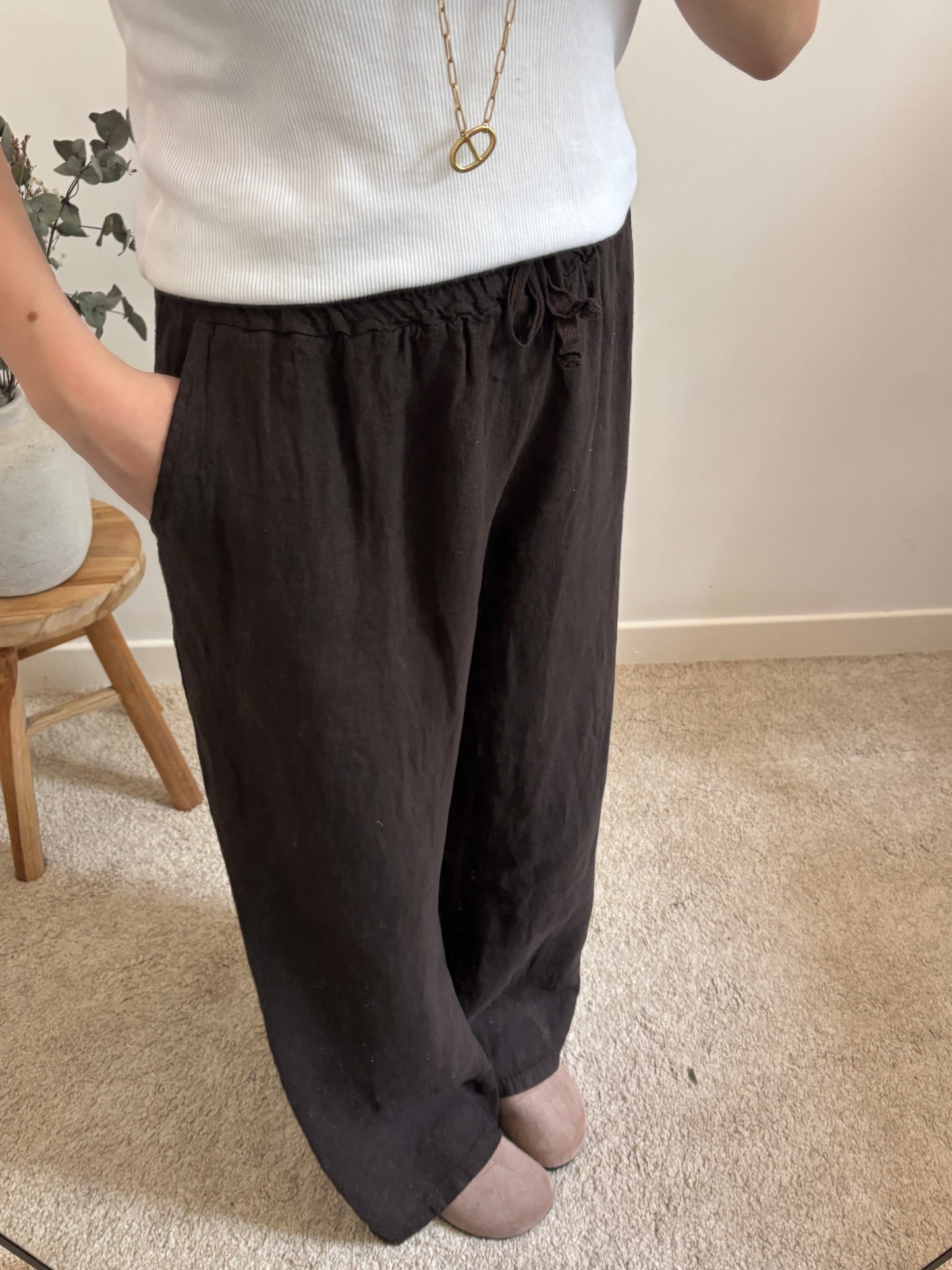 Pantalon en lin marron